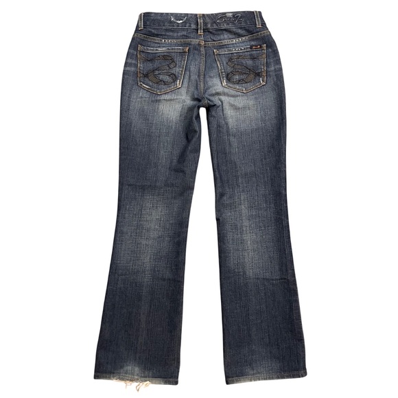 Seven7 Jeans Womens 6 Blue Bootcut Mid Rise Dark Wash Stretch Denim - Picture 3 of 16